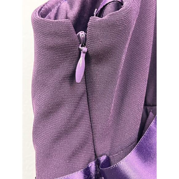 Cache Dress Womens Size 6 Chiffon Purple Ribbon Rhinestone Brooch Bow Cocktail - Picture 5 of 8